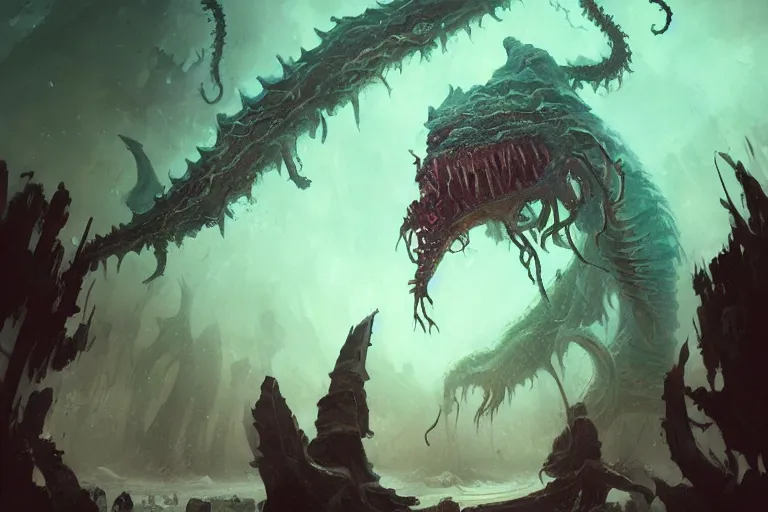 Image similar to lovecraftian monster, digital art, magic the gathering, mtg, by greg rutkowski, trending on artstation