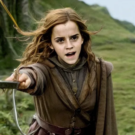 Image similar to emma watson as hermione granger in lord of the rings