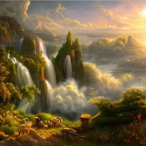 Prompt: a landscape of heaven, realism, hd, epic