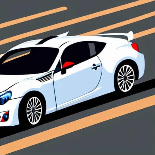 Prompt: vector art of a single blue subaru brz, isometric, 4 k, detailed lighting