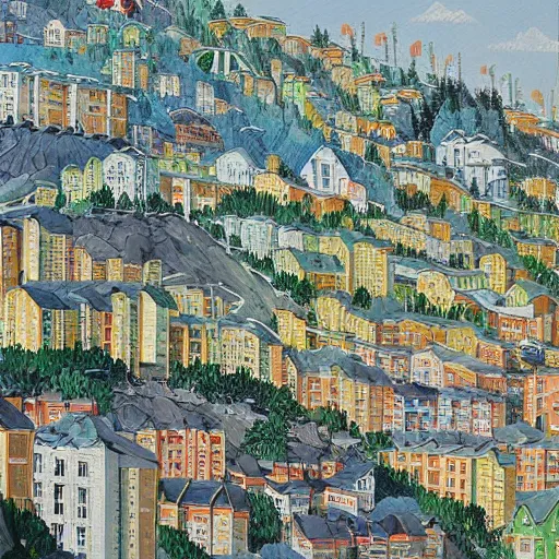 Prompt: “A detailed painting of Russian suburbs by Hayao Miazaki”