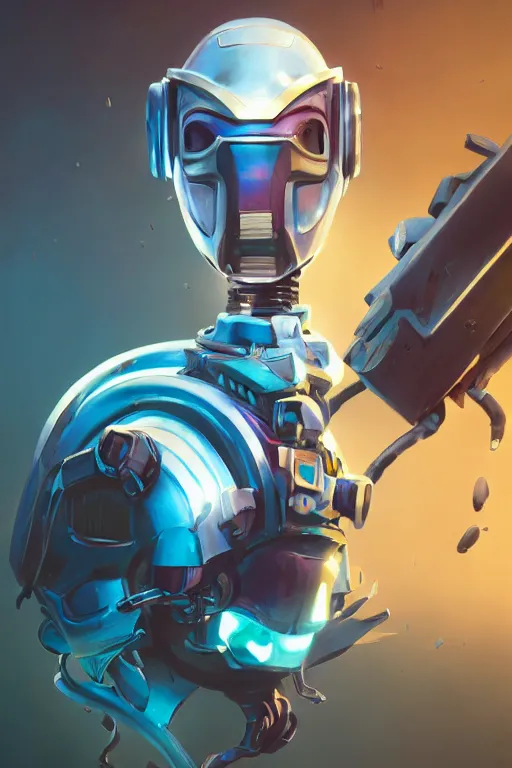 Image similar to epic mask helmet robot ninja portrait stylized as fornite style game design fanart by concept artist gervasio canda, behance hd by jesper ejsing, by rhads, makoto shinkai and lois van baarle, ilya kuvshinov, rossdraws global illumination radiating a glowing aura global illumination ray tracing hdr render in unreal engine 5