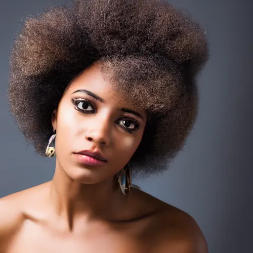 stylish portrait of a young woman with an afro looking | Stable ...