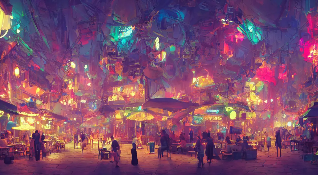 Image similar to bazaar zouk oriantal multicolorful sky shine place mosquet painting stylized digital video game icon global illumination ray tracing 8 k hd resolution, by ilya kuvshinov and cushart krentz and gilleard james