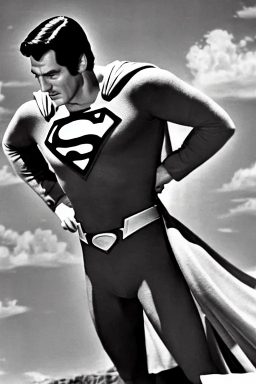 Image similar to rock hudson playing superman in 1 9 7 8, superhero movie