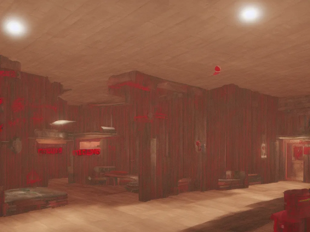 Image similar to Twin Peaks red room as a PS1 game landscape