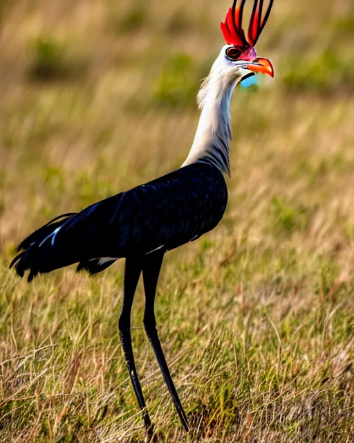 Image similar to closeup picture of secretarybird in savannah, captured on iphone, dlsr, photography