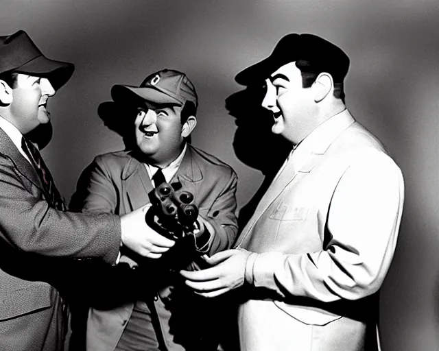 Image similar to Abbott and Costello meet Godzilla