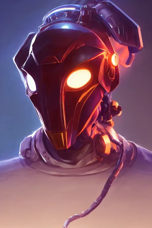 Image similar to epic mask helmet robot ninja portrait stylized as fornite style game design fanart by concept artist gervasio canda, behance hd by jesper ejsing, by rhads, makoto shinkai and lois van baarle, ilya kuvshinov, rossdraws global illumination radiating a glowing aura global illumination ray tracing hdr render in unreal engine 5