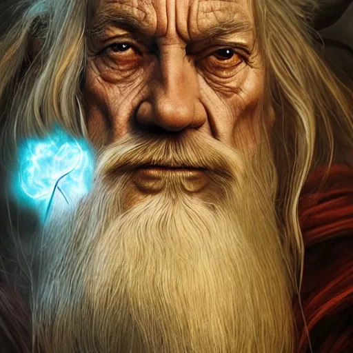 Prompt: A fantasy painting of A magical card with a portrait of the wizard Gandalf from the Lord of the Rings, superbly detailed, surrounded by smoke and magical energy,by Jonas De Ro and John Howe and Ina Wong,Trending on artstation and unreal engine,close up,light effect，more details,8k HDR,vivid colors,-H 1280-W768