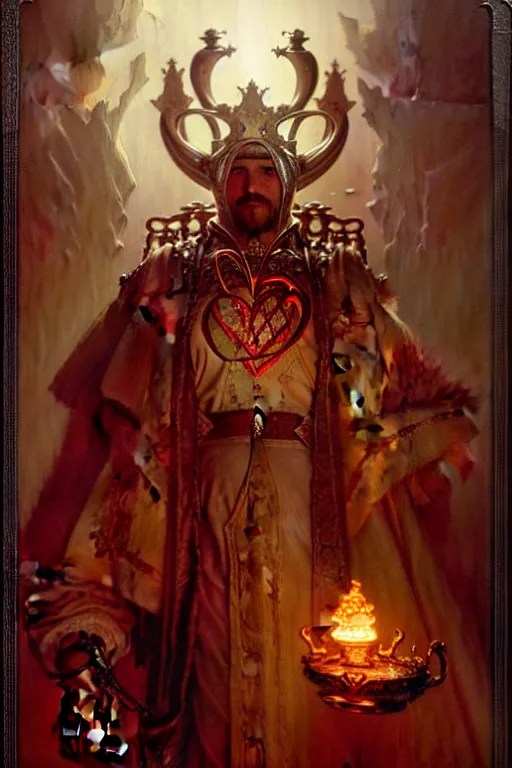 Prompt: the king of hearts by gaston bussiere, bayard wu, greg rutkowski, giger, maxim verehin