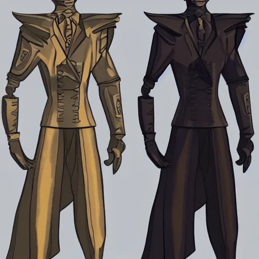 Prompt: character concept art of a man in a magical suit of armor