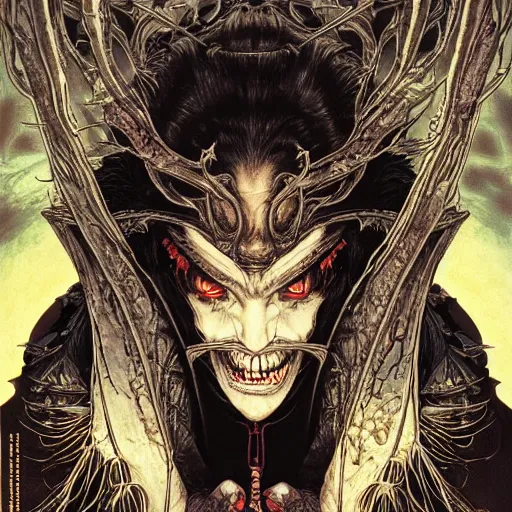 Prompt: portrait of the unseen elder vampire from wicher 3, symmetrical, by yoichi hatakenaka, masamune shirow, josan gonzales and dan mumford, ayami kojima, takato yamamoto, barclay shaw, karol bak, yukito kishiro