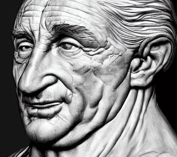 Prompt: a hyper-detailed photograph of Robert DeNiro by Michelangelo in the style of his masterpiece Creation of Man; anatomically correct; trending on artstation; f/1.4; 90mm