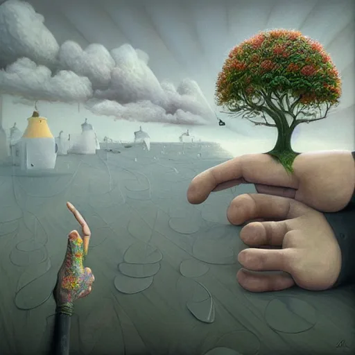 Image similar to recursive, painting hand, gediminas pranckevicius