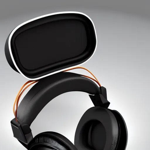 Prompt: product render of futuristic headphones worn upsidedown