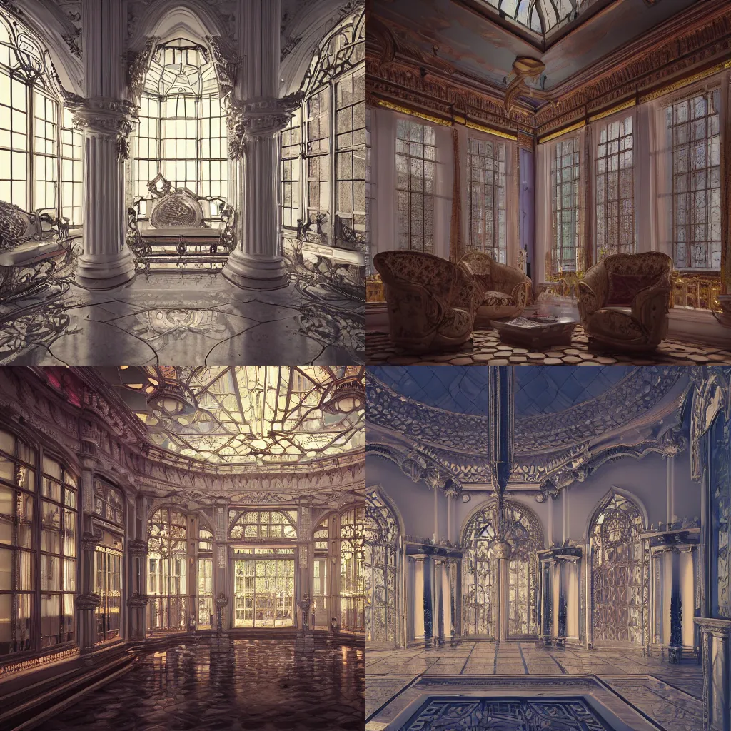 Prompt: photo of a Victorian glass palace, extreme details, soft lighting, realistic octane render, 8k