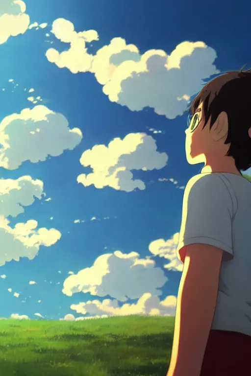 Image similar to a giant!!!! popsicle, with clouds INSIDE THE POPSICLE, blue sky, low angle, cinematic, makoto shinkai