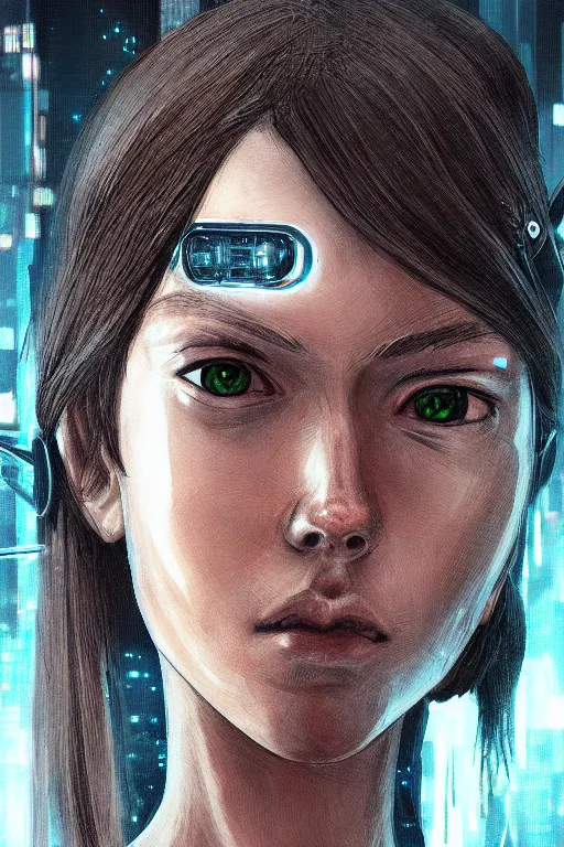 Prompt: a close - up portrait of a cyberpunk cyborg girl, by jean fouqet, rule of thirds