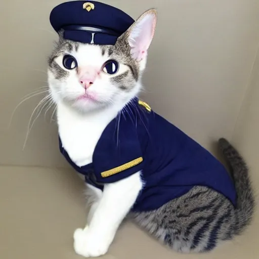 Prompt: cute cat wearing navy uniform, profile picture, realistic, full body