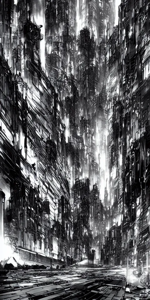 Image similar to biopunk, tsutomu nihei, blame!, concept art, city, megastructure