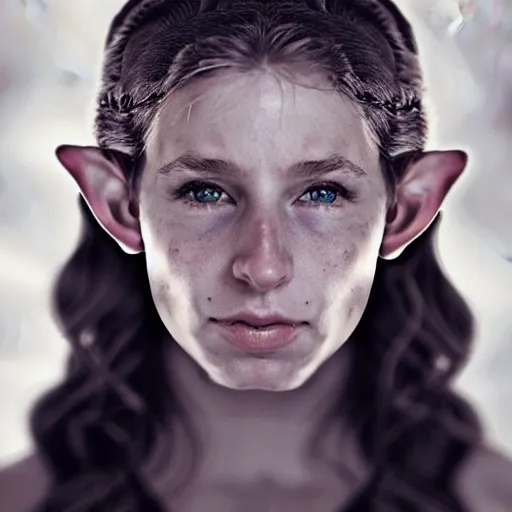 Image similar to stunning portrait photography of young beautiful half elf queen from national geographic award winning, dramatic lighting