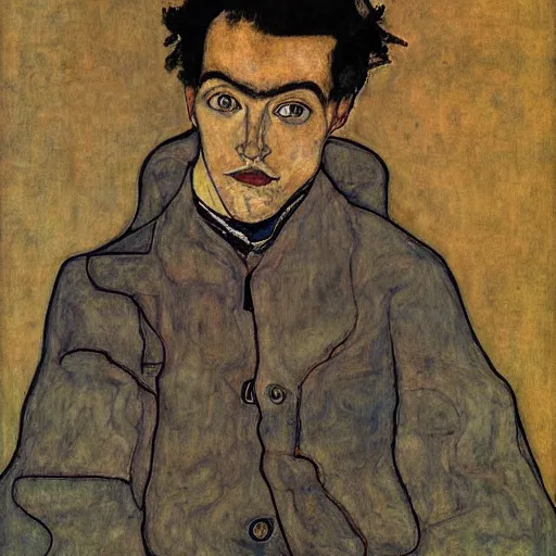 Image similar to a beautiful man portrait by egom schiele