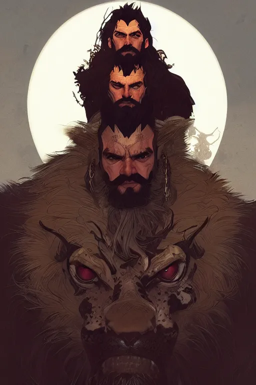 Prompt: a portrait of kraven the hunter, fantasy, sharp focus, intricate, elegant, digital painting, artstation, matte, highly detailed, concept art, illustration, ambient lighting, art by ilya kuvshinov, artgerm, alphonse mucha, and greg rutkowski