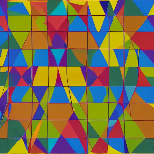 Image similar to Carpet with geometric shapes, surreal ,4K, Futurism & Harlem Renaissance, colorized, Andy Warhol