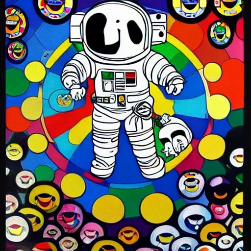 Image similar to astronaut painting by takashi murakami