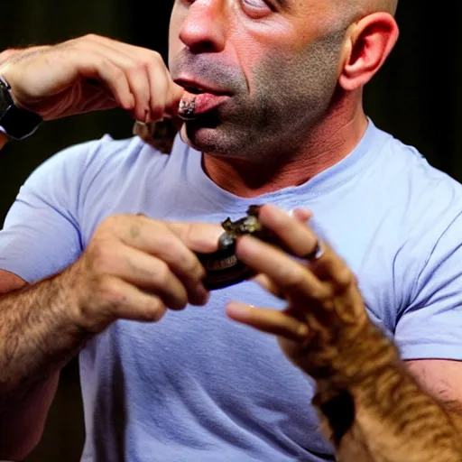 Image similar to joe rogan eating a bug