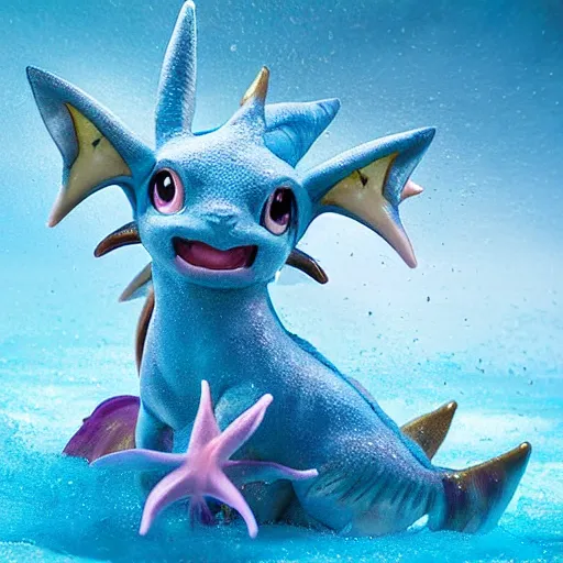 Prompt: national geographic professional photo of vaporeon, award winning