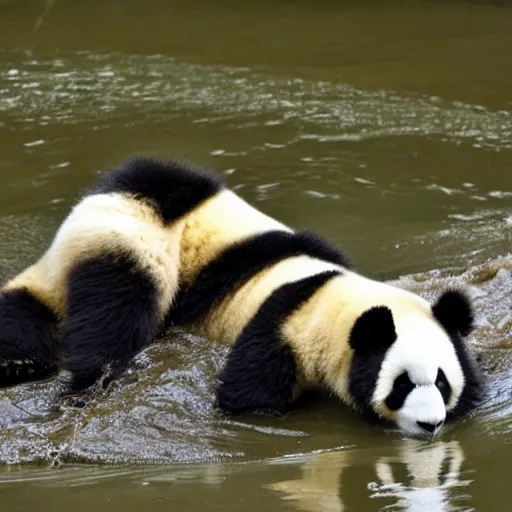 Image similar to pandas swimming in the muddy gangies river