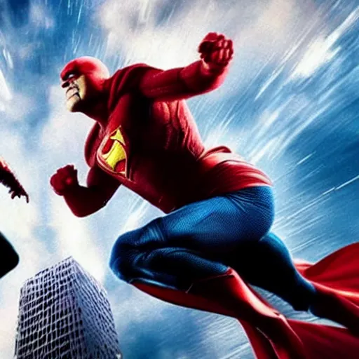 Image similar to daredevil defeating superman, marvel movie still,