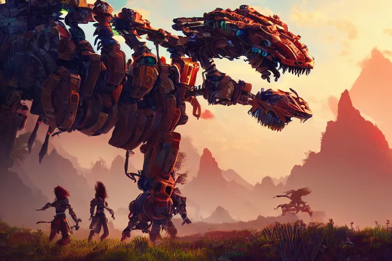 Image similar to bristleback machine mecanical creature robot of horizon forbidden west horizon zero dawn bioluminiscence global illumination ray tracing hdr fanart arstation by ian pesty and alena aenami artworks in 4 k