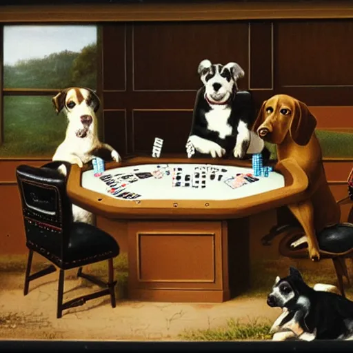 Image similar to a dog playing poker