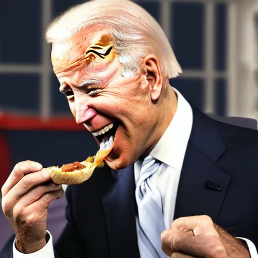 Image similar to meme of joe biden eating a sandwich, image macro, high res, realistic