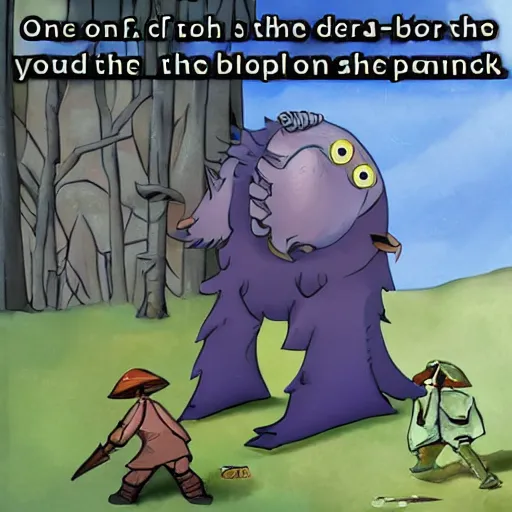 Prompt: one, two! one, two! and through and through the vorpal blade went snicker - snack! he left it dead, and with its head he went galumphing back.