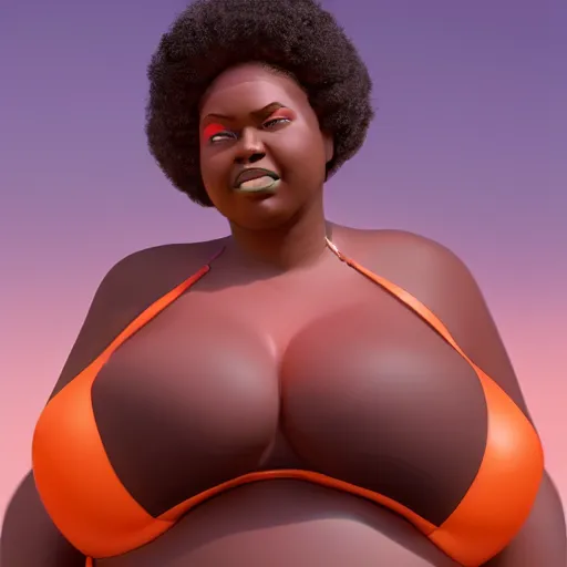 Image similar to still of black bbw woman, 3d, in the style of pixar, comic book style, gym, highly detailed, 16k resolution, octane renderer, coherent
