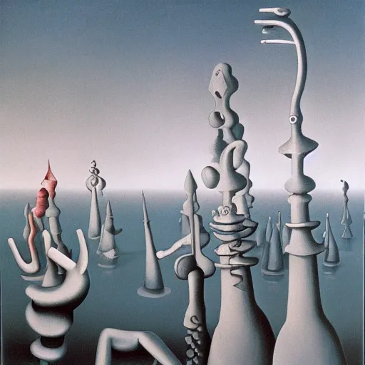 Prompt: Temple of the new gods. Yves Tanguy.