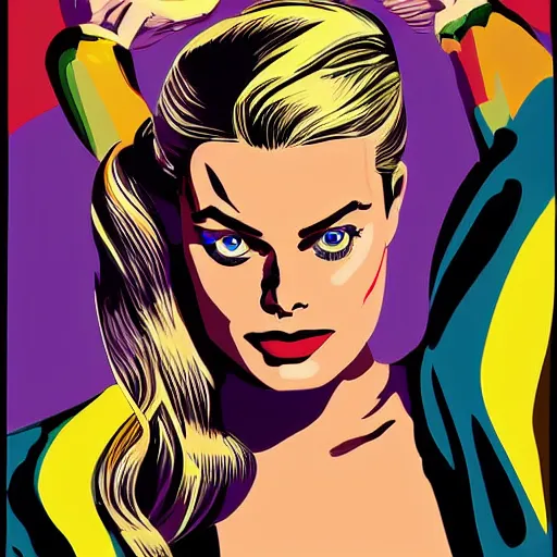 Prompt: vector art oil on canvas margot robbie by artgem by brian bolland by alex ross by artgem by brian bolland by alex rossby artgem by brian bolland by alex ross by artgem by brian bolland by alex ross