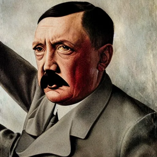 Prompt: portrait of surprised hitler, 8 k