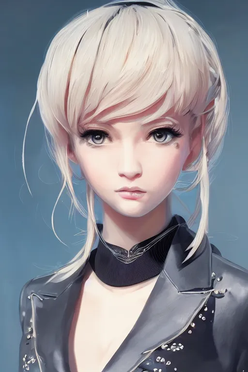 Prompt: classy elegant sophisticated very up close portrait of a cute dainty girl, cyber future jacket, ultra detailed wire decoration, big eyes, small tiger tooth ， fantasy art by nixeu and guweiz and ilya kuvshinov, sleek curves, intricate sharp focus, trending on artstation hq, deviantart, pinterest, unreal engine 5, 4 k uhd image