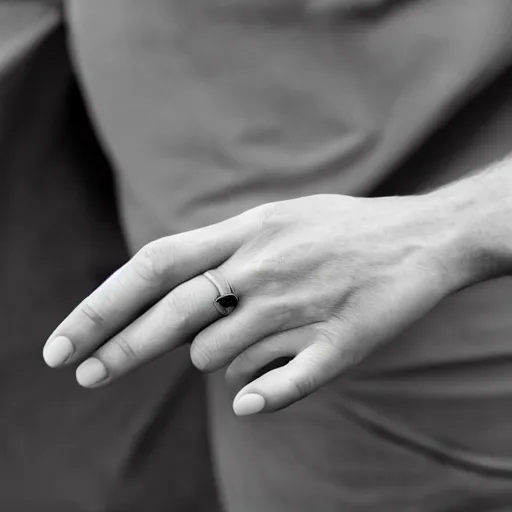Image similar to a normal male hand with a five-finger ring and a joint between the middle and index fingers
