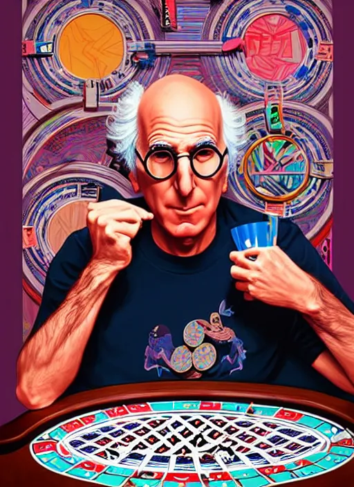 Image similar to larry david playing poker, tristan eaton, victo ngai, artgerm, rhads, ross draws