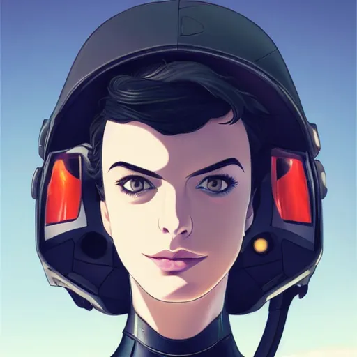 Image similar to a portrait of a stunning beautiful elite anne hathaway gundam pilot, with an intricate, detailed, urban inspired hiphop afro futuristic helmet, vector behance hd jesper ejsing, rhads, makoto shinkai, lois van baarle, ilya kuvshinov, rossdraws, hd, 3 2 k, ilya kuvshinov, gustav klimt