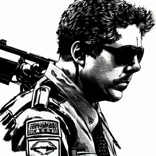 Prompt: super troopers movie, concept art, sumi - e style, intricate linework, artstation, trending, highly detailed, smooth, focus, art by yoji shinkawa,