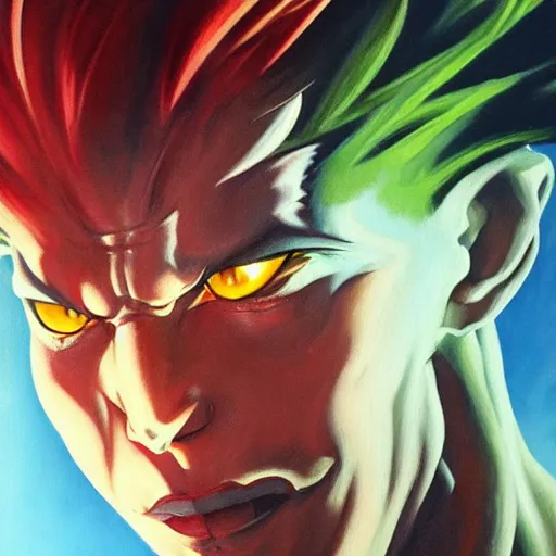 Prompt: ultra realistic painting of hisoka, art by frank frazetta, 4 k, ultra realistic, highly detailed, epic lighting