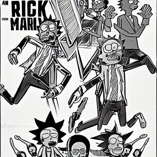 Image similar to rick and morty by jack kirby