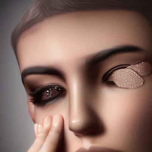 Prompt: 3 d, fashion model, tears, realistic, people look into the frame